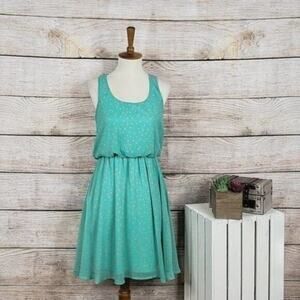 Lush Scoop Neck Sleeveless Polka Dot Dress Small‎